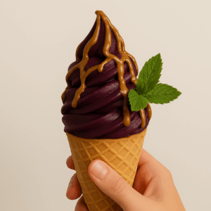 Wild acai soft serve cone